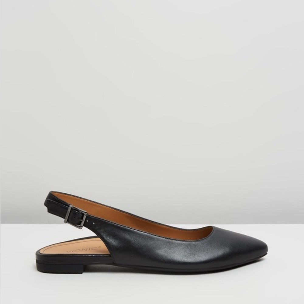 Vionic Jade Pointed Toe Sling Back Black Napa Lea… - image 7